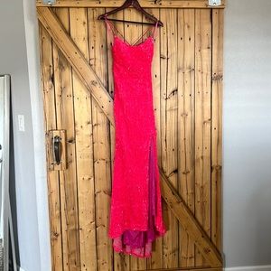 Hot Pink Sequined formal prom dress size 6 NEVER WORN